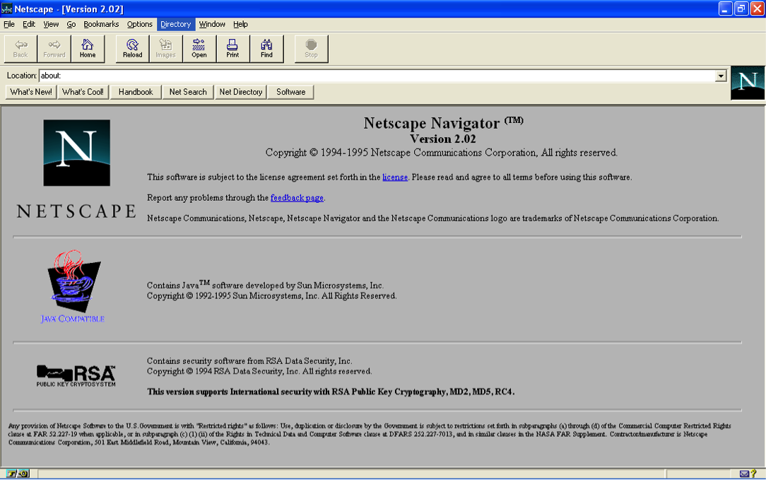 Snapshot of Netscape Navigator Version 2.02 (Source: Wikipedia)