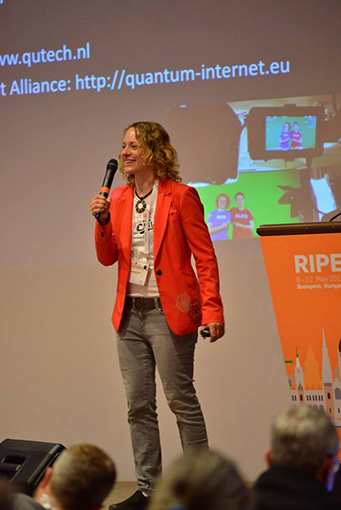 Stephanie Wehner's quantum networking presentation was fascinating. Image courtesy RIPE NCC