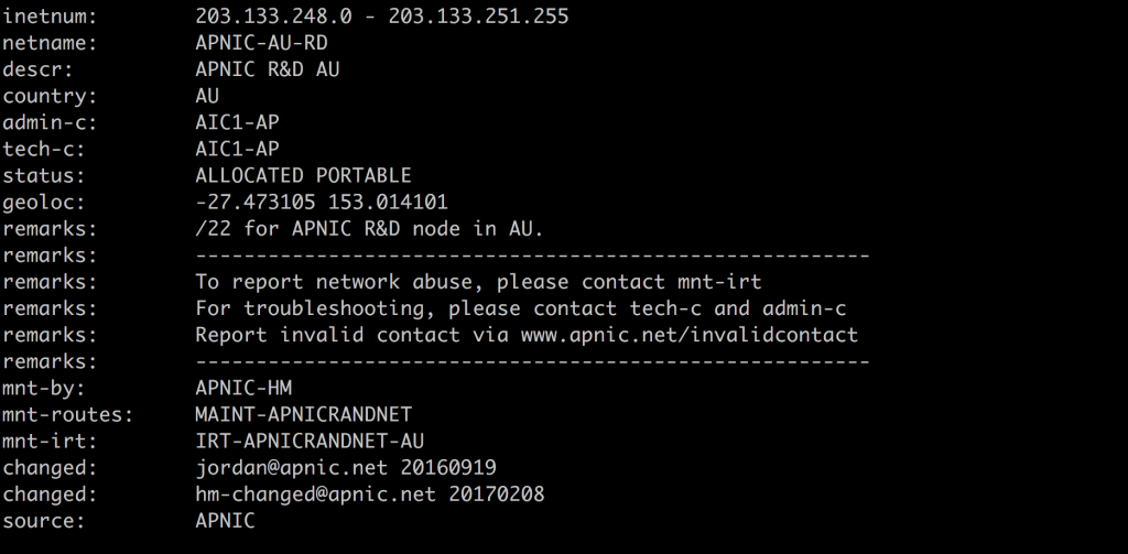 Advanced search in the APNIC Whois – APNIC