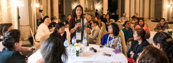 Speakers sharing their experiences at the Tech Girls' Social at APRICOT 2018