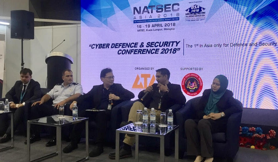 Azrina (far right) presenting at a panel session during the recent NATSEC Asia 2018 conference held in Kuala Lumpur.