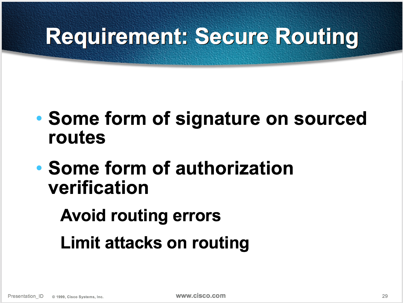 Requirement: Secure Routing