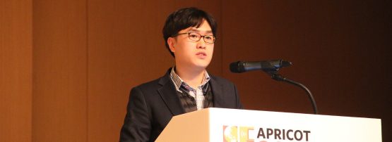 Hanwoong Lim of SK Telecom speaking at APRICOT 2019.