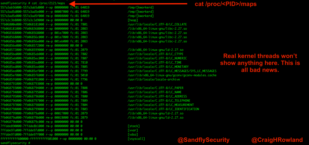 Figure 4 — Using Linux /proc maps to detect kernel masquerading.