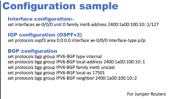 Worldlink’s interface, IGP and BGP configuration sample using Juniper routers.
