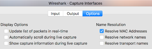 The Wireshark capture interface