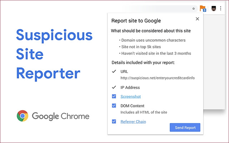 Image of Google Site Reporter, an example of enhanced phishing reporting