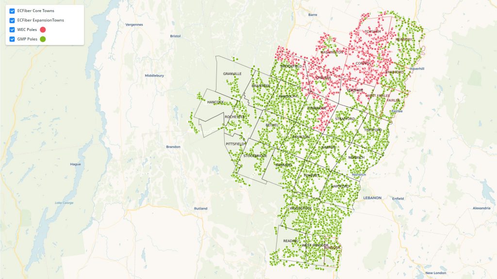 Figure 1 — Competitor poles in ECFiber's service area