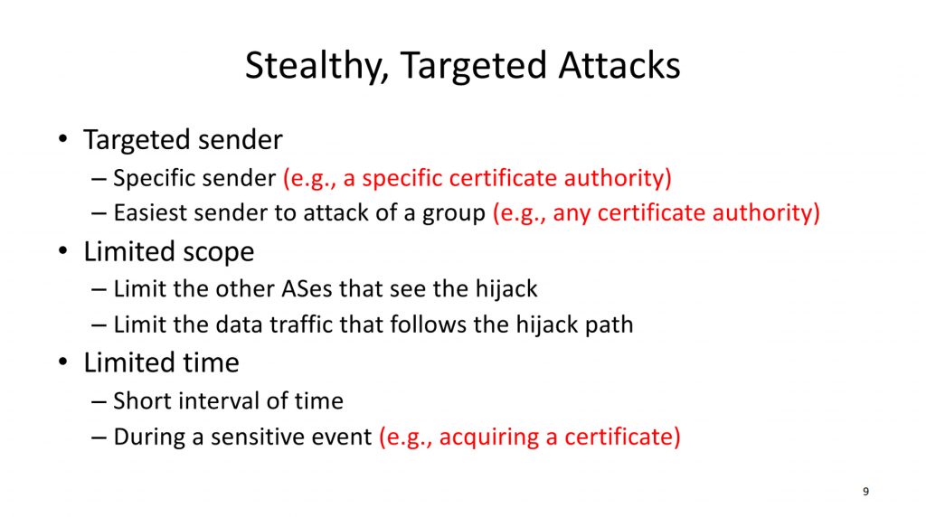 Figure 7 — Targeted routing attacks by Jennifer Rexford, Princeton University.