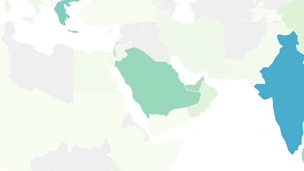 Figure 2 — IPv6 deployment in Saudi Arabia stands at 36% – a leader in the region as this map shows.