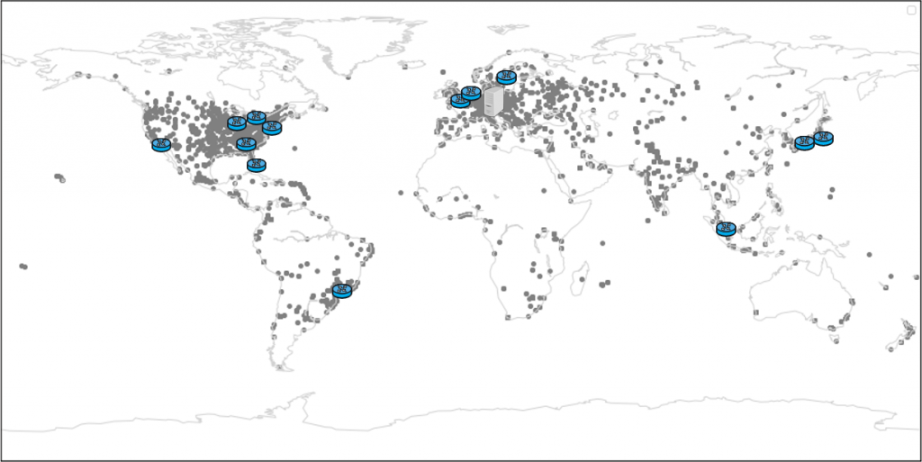 Map of the world showing instances of the measurement system.