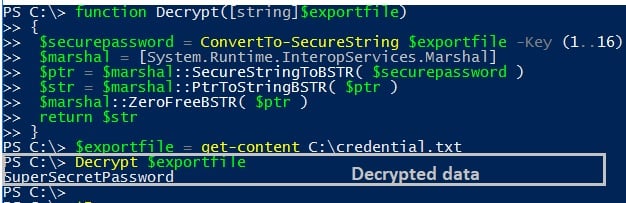 Screenshot showing encrypted payload/data decryption.