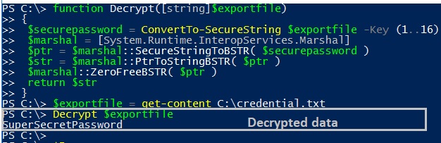 Screenshot showing encrypted payload/data decryption.