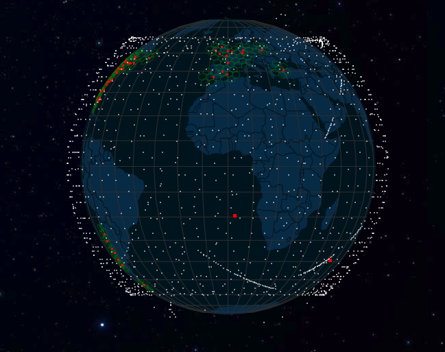 Screenshot of Starlink satellite map.