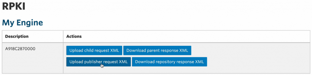 Figure 8 — Submit the publisher request XML in MyAPNIC.