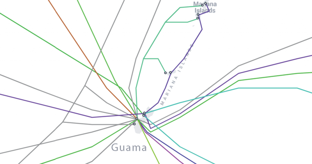 Map of Guam showing submarine cables.