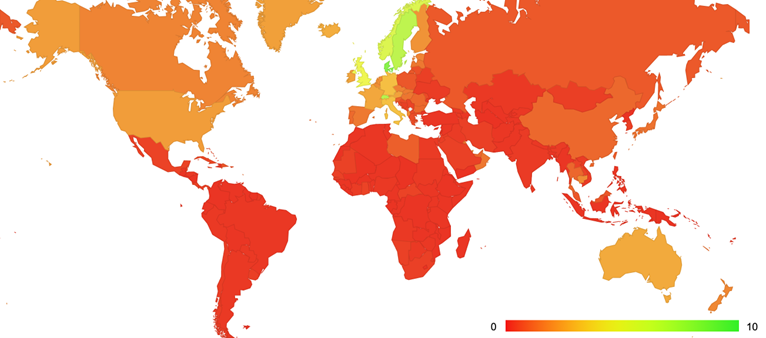 Map showing QUIC use per economy.