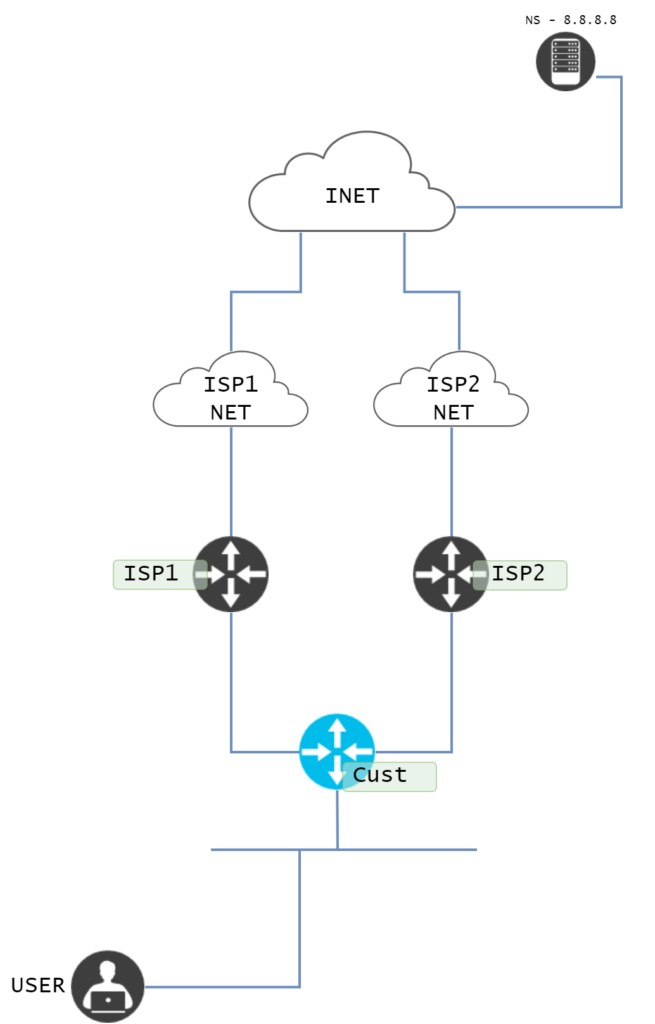 Network diagram showing Internet Edge track Google resolver.