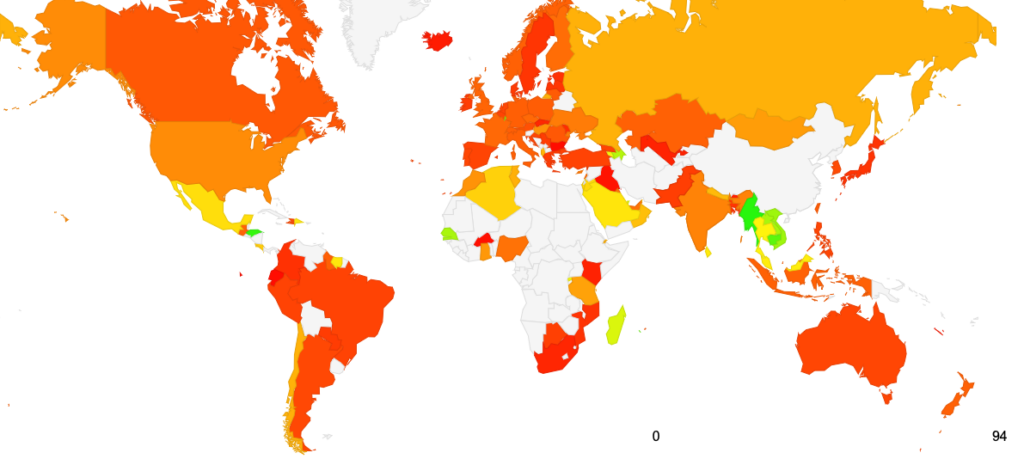 Map showing use of encrypted DNS per economy based on Cloudflare 1.1.1.1 query data. 