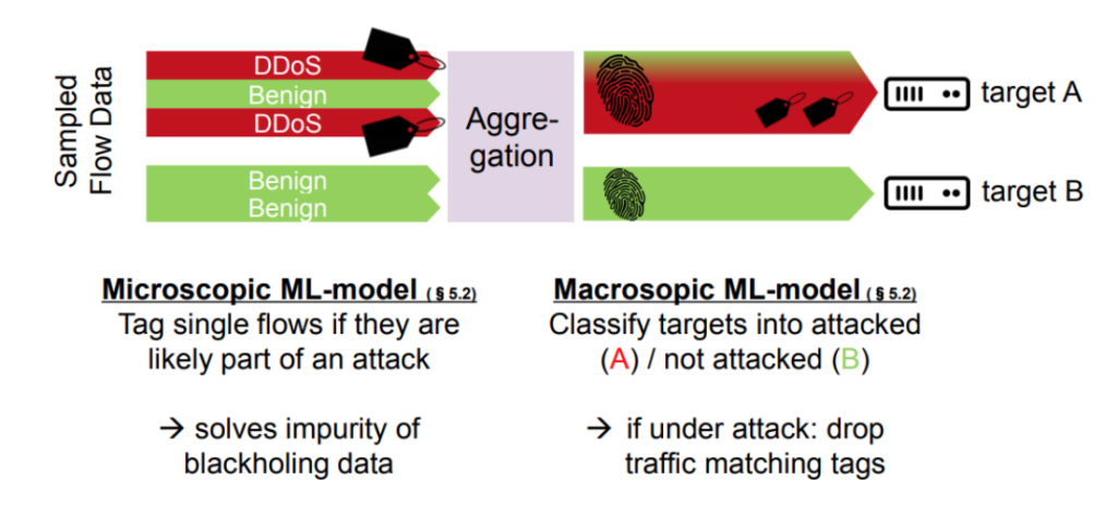 Infographic depicting an overview of the microscopic and macroscopic ML model classification process.
