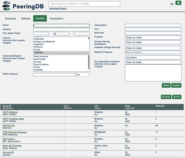 Figure 1 — PeeringDB’s search functionality is now easier and more useful.