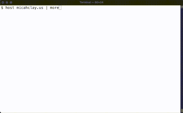 Animations showing DNS lookups for micahclay.us
