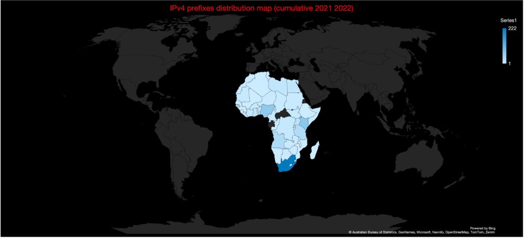 Figure 4 —  Cumulative IPv4 distribution map for 2021 / 2022.