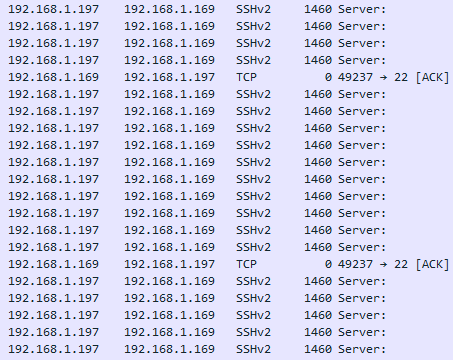 Figure 16 — In a SCP file transfer, the TCP Length is maxed out.