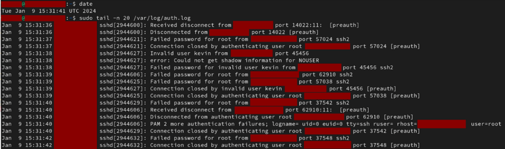 Figure 5 — My public SSHv2 servers receive malicious connection attempts every few seconds and yours probably do as well.
