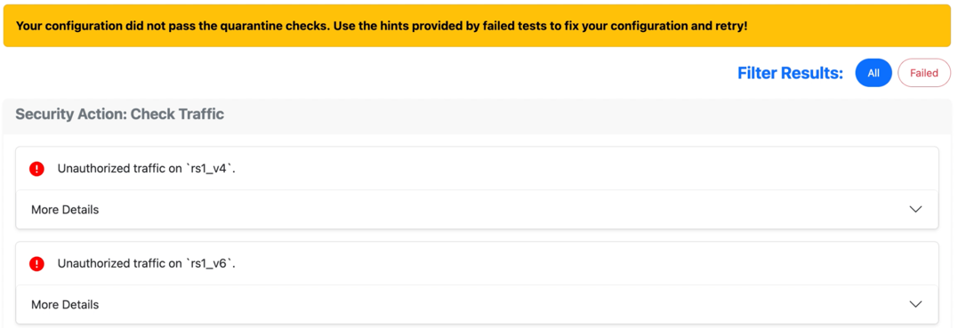 Figure 5 — Failed security check.