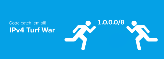 Two figures race to claim an IP address.