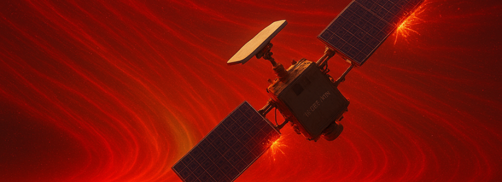 A satellite in a solar storm.