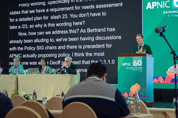 Figure 2 — Policy Manager Dave Phelan presenting the Secretariat Impact Assessment during the Open Policy Meeting (OPM-Policy SIG).