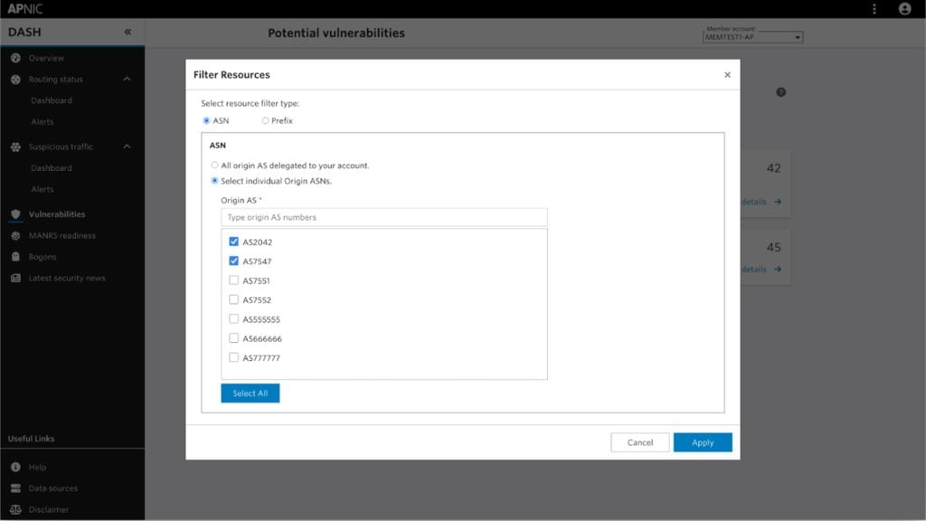 Figure 3 — Members can view, filter, or dismiss vulnerability findings based on relevance and scope.