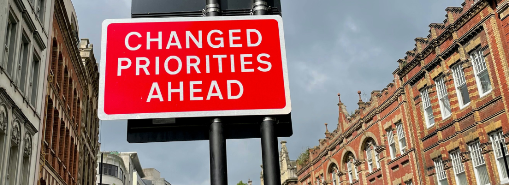 A road sign about priorities.