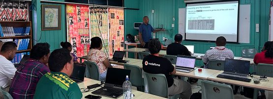 Community Trainer Epeli Tagi ran the Network Management and Monitoring Workshop during PacNOG 36.