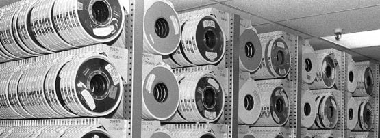 Magnetic tape reels in the Naval Computer and Telecommunications Station Pensacola, 1991