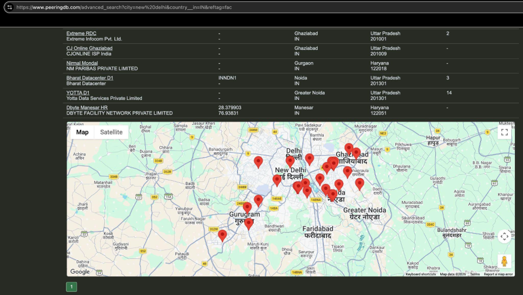 Figure 2 — Interactive map showing facilities in New Delhi.