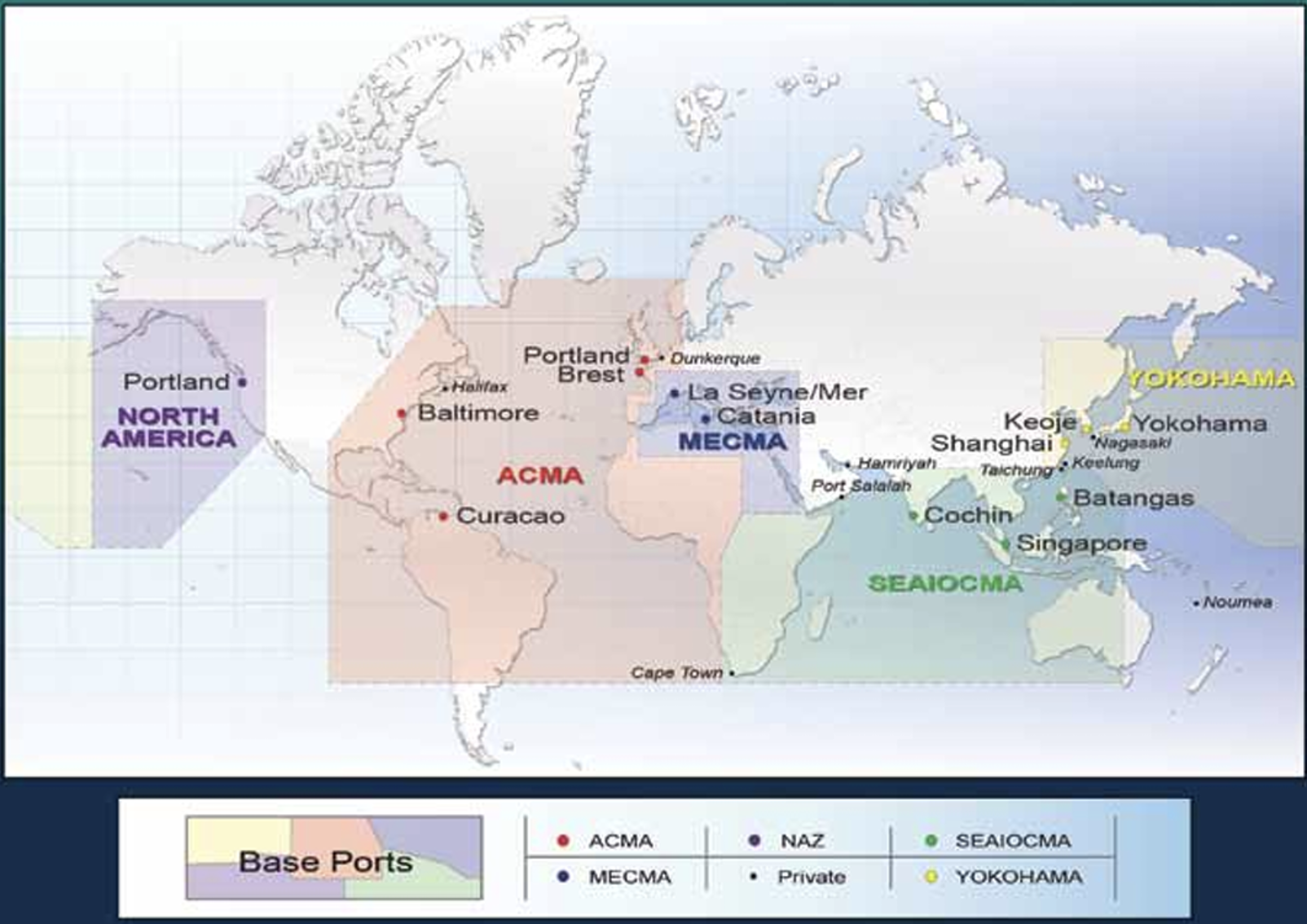 Figure 7 — Areas covered by the five ‘zone’ agreements for pooled submarine cable care and repair.
